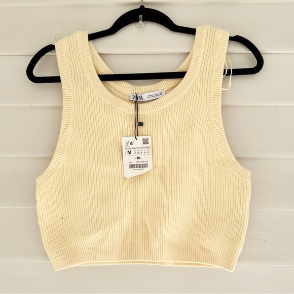NWT Zara Butter Yellow Sweater Knit Tank Top, Medium - Picture 3 of 5